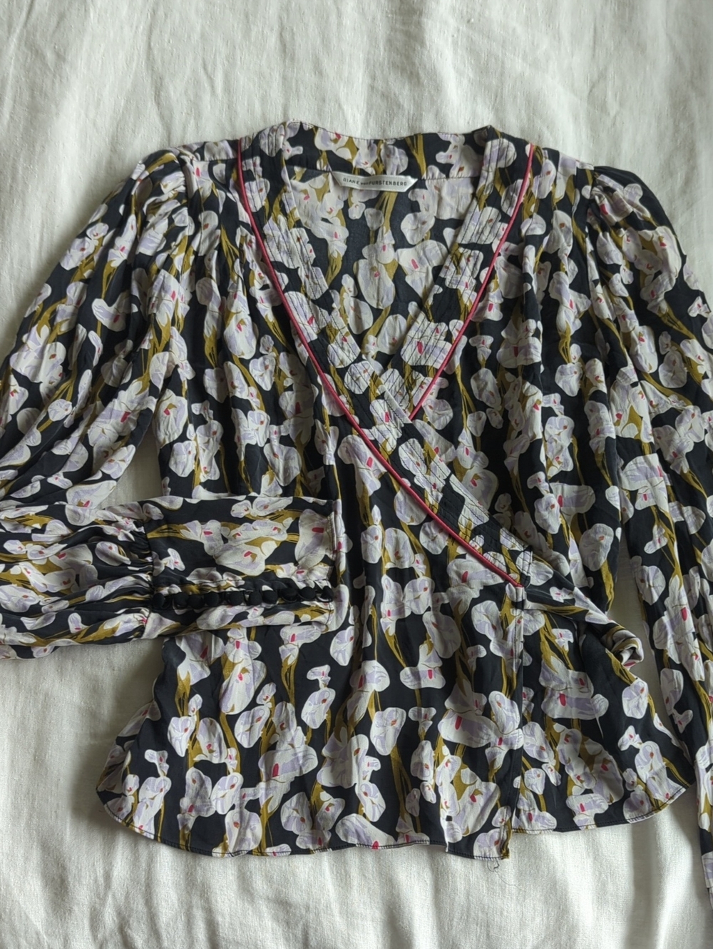 Diane Von Furstenberg Long Sleeve Wrap Top